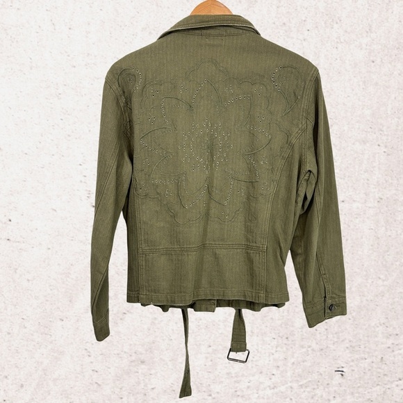 Miss Me Green Utility Jacket with Asymmetrical Zipper and Adjustable Waist - Picture 2 of 4